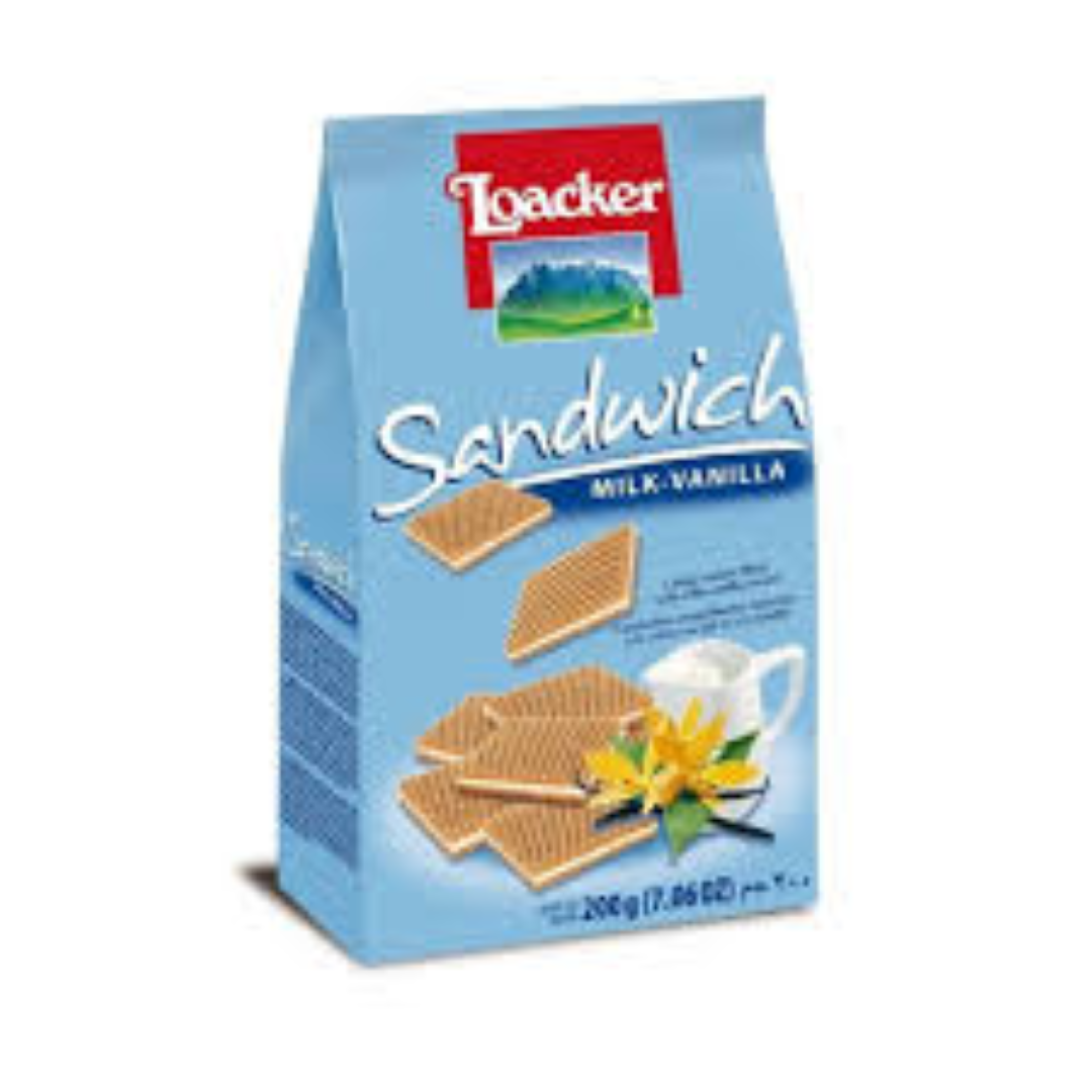 LOACKER SANDWICH WAFER MILK VANILLA 200G